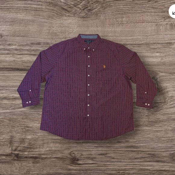 US POLO ASSN Mens 2XL Big Red Plaid Shirt Long Sleeve Button Down NWT MSRP $ 60 - Picture 1 of 9